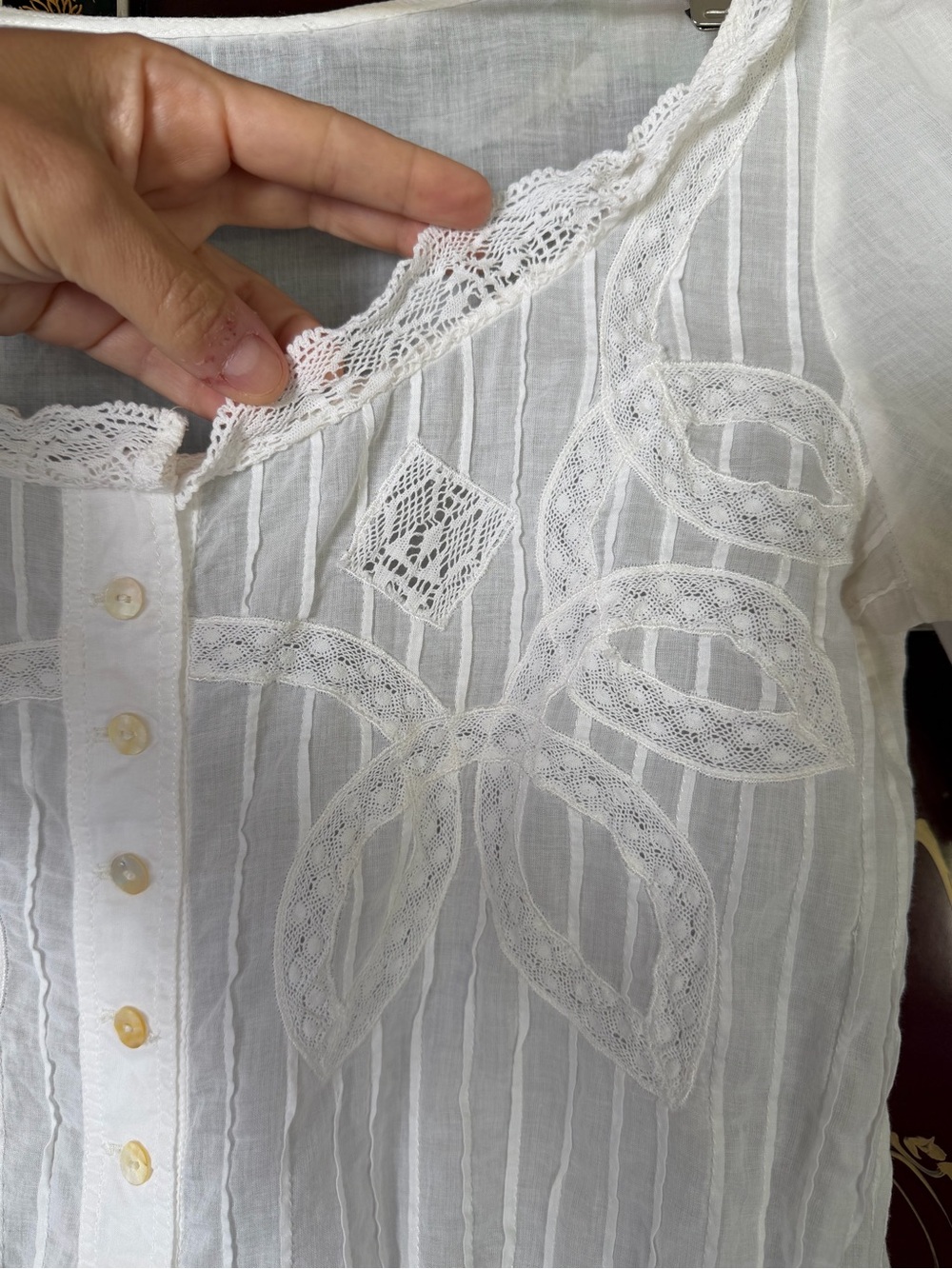 Vintage Dôen style cotton lace blouse - Picture 4 of 9
